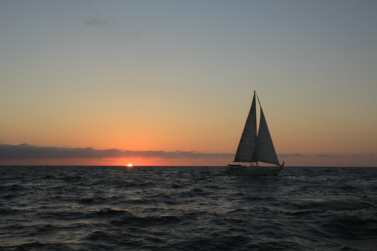 sunset sailboat ocean free photo