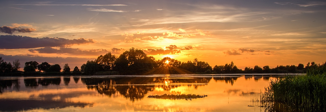 sunset lake sky free photo