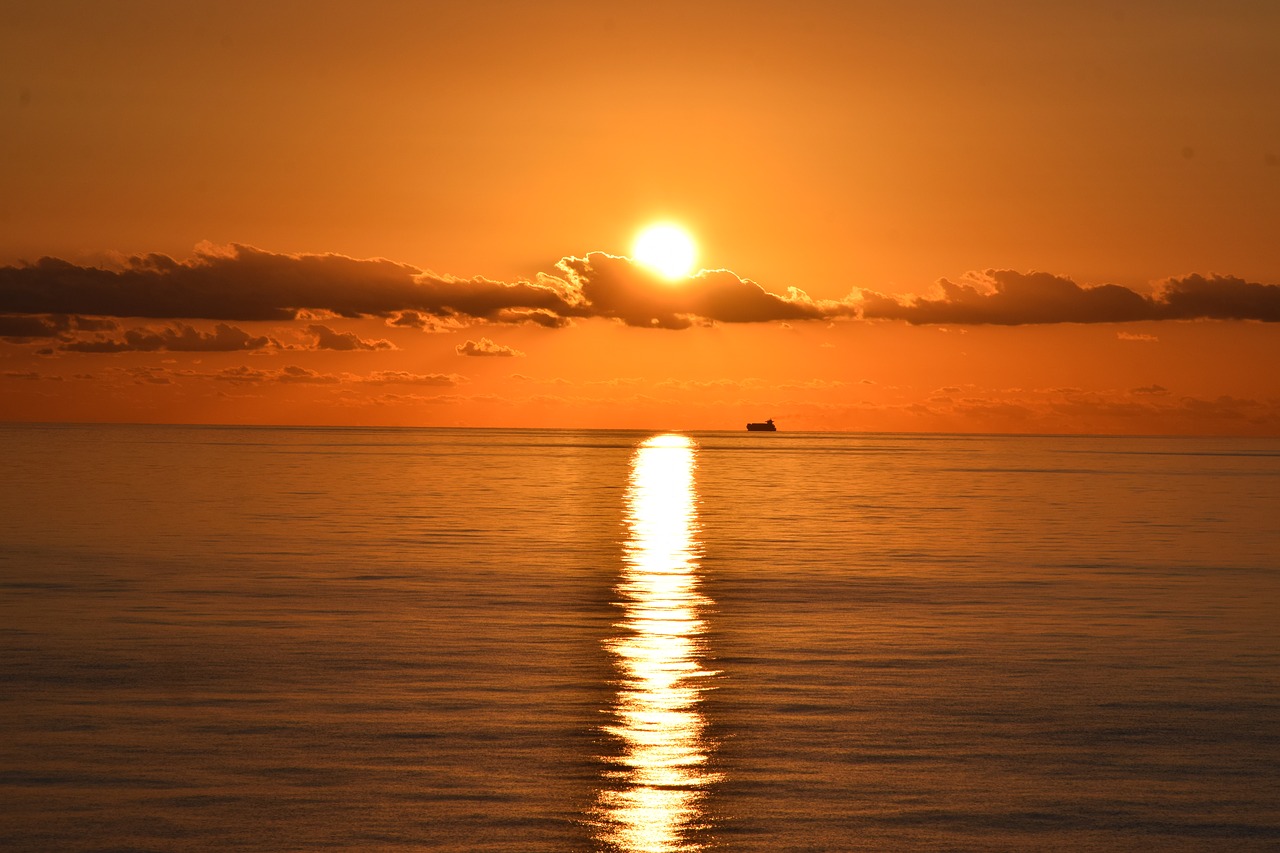 sunset dawn ship free photo