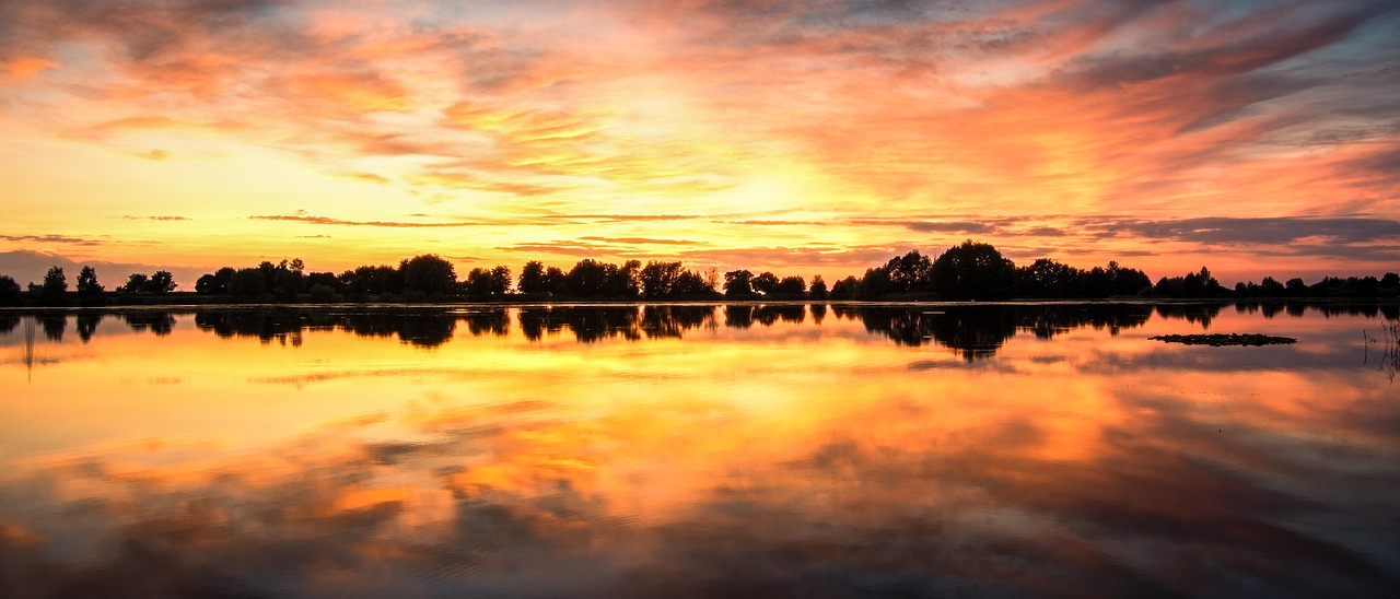 sunset lake sky free photo