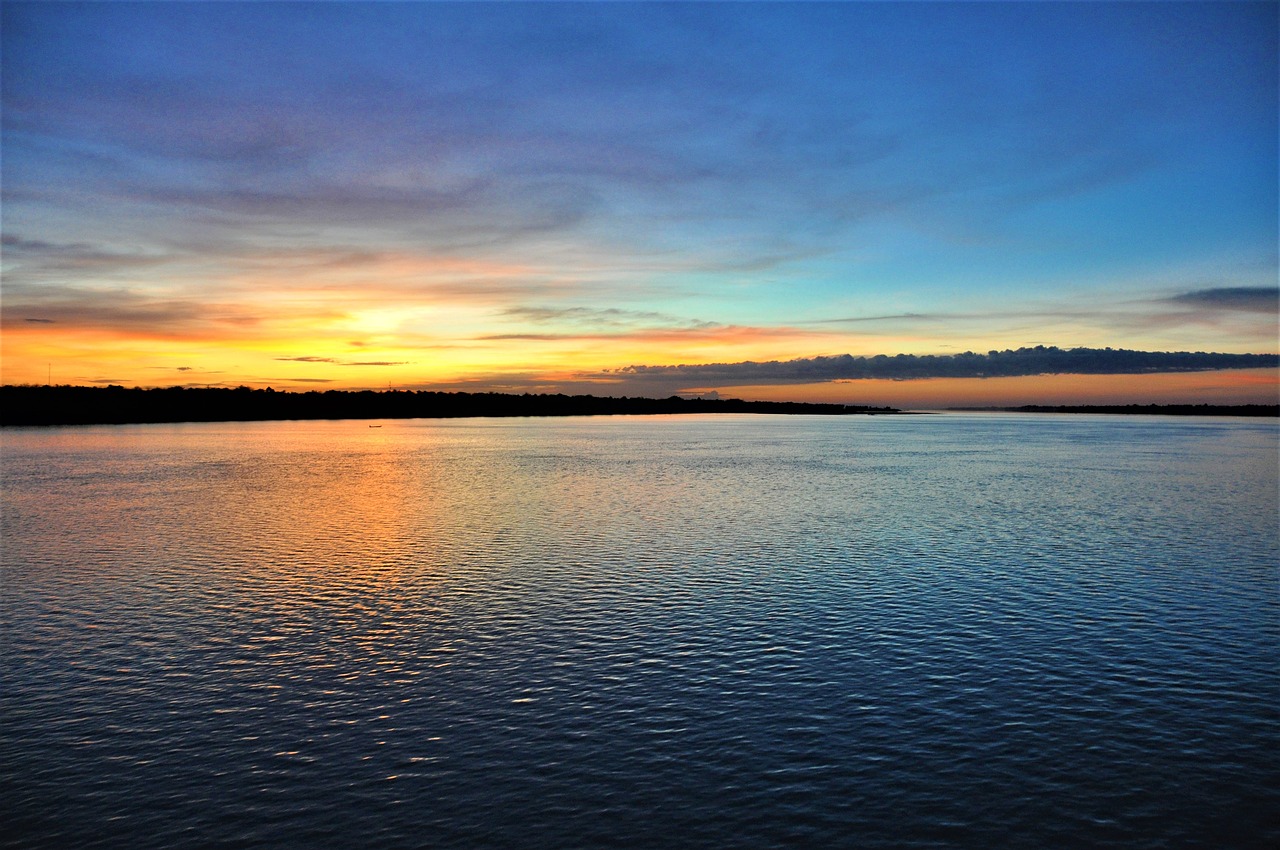 sunset tonle sap lake free photo