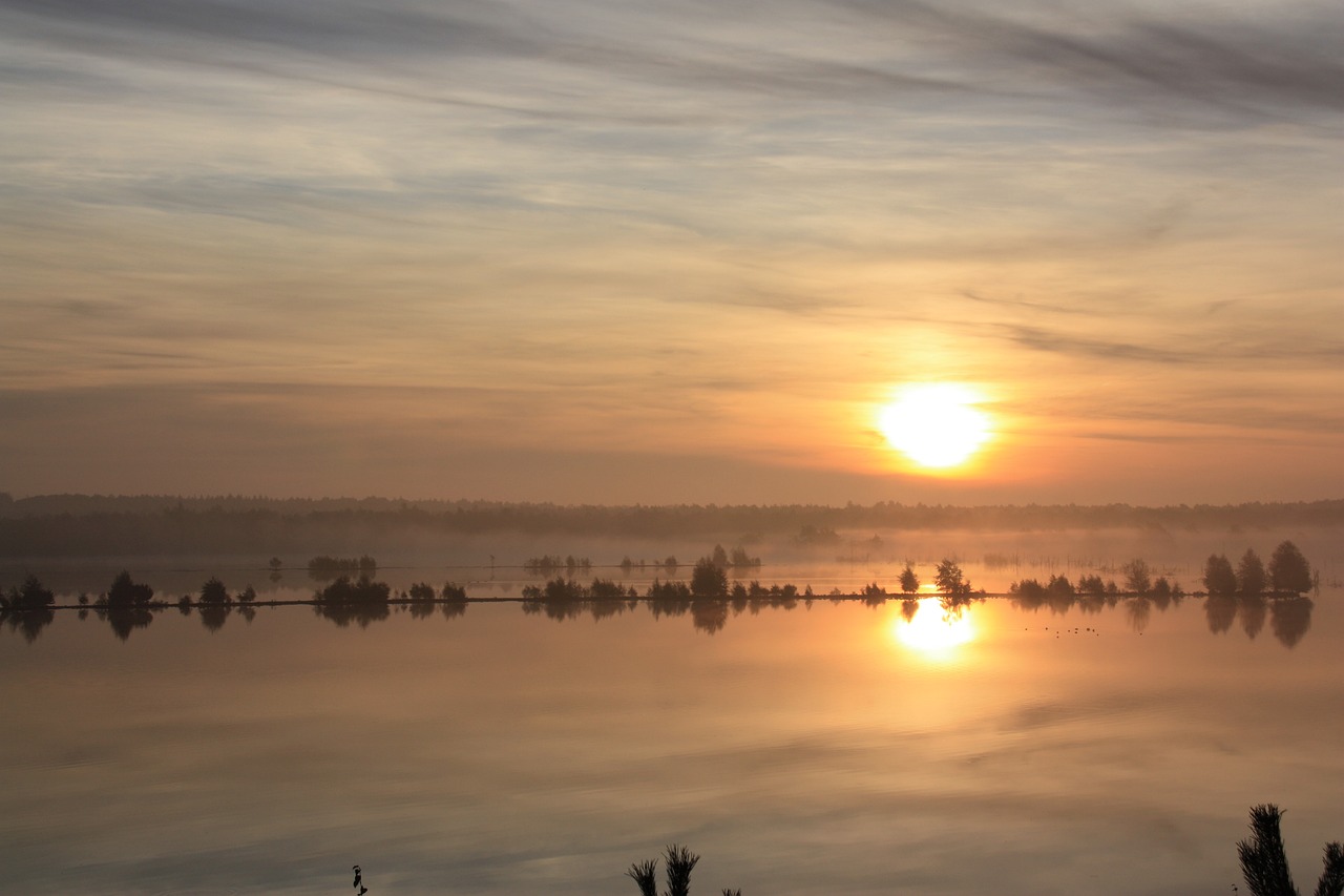 sunset moor water free photo