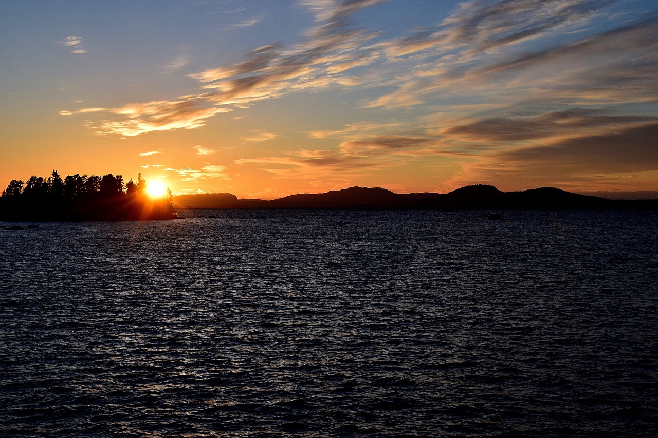 sunset lapland lake free photo