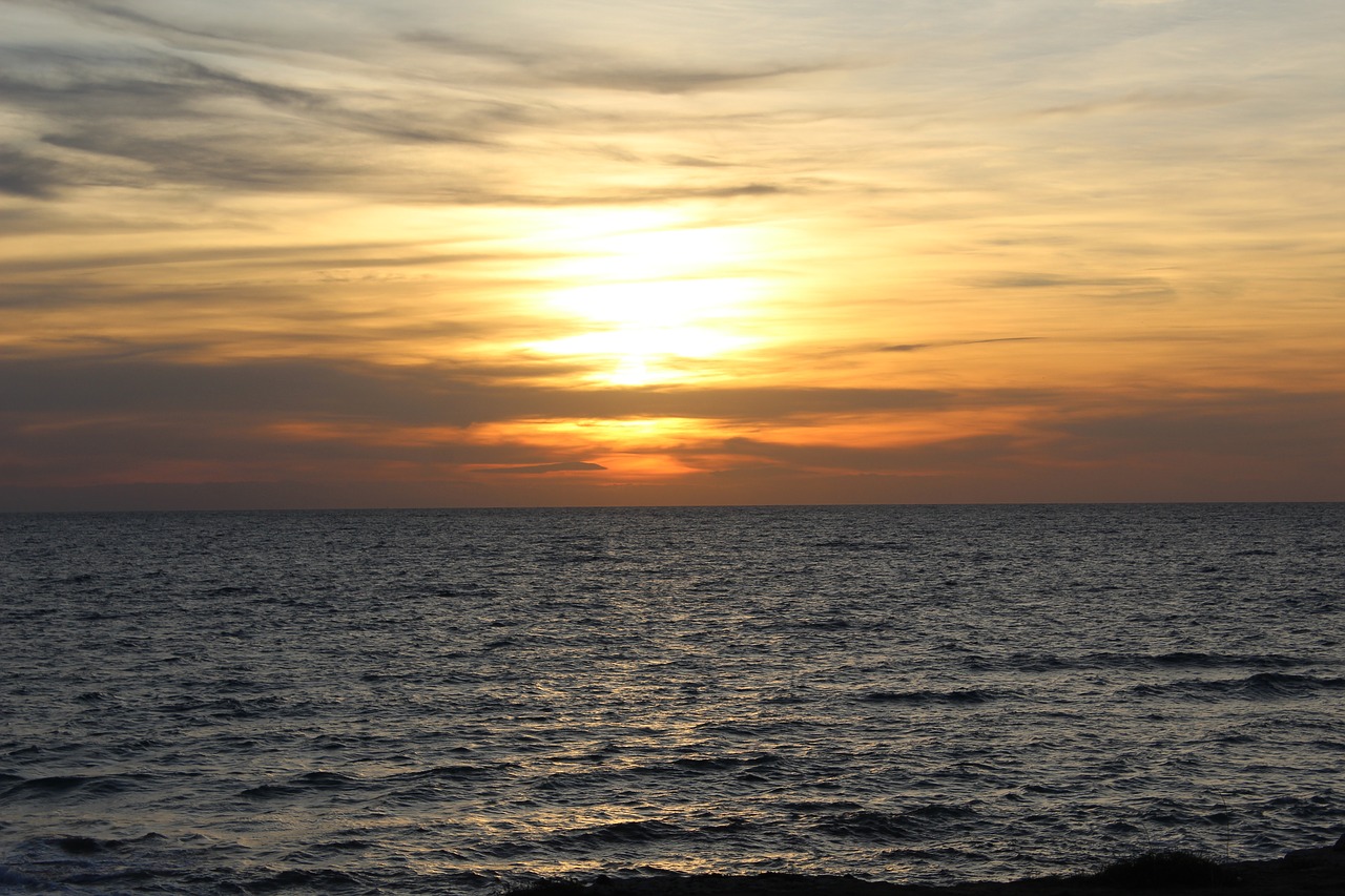 sunset sea salento free photo