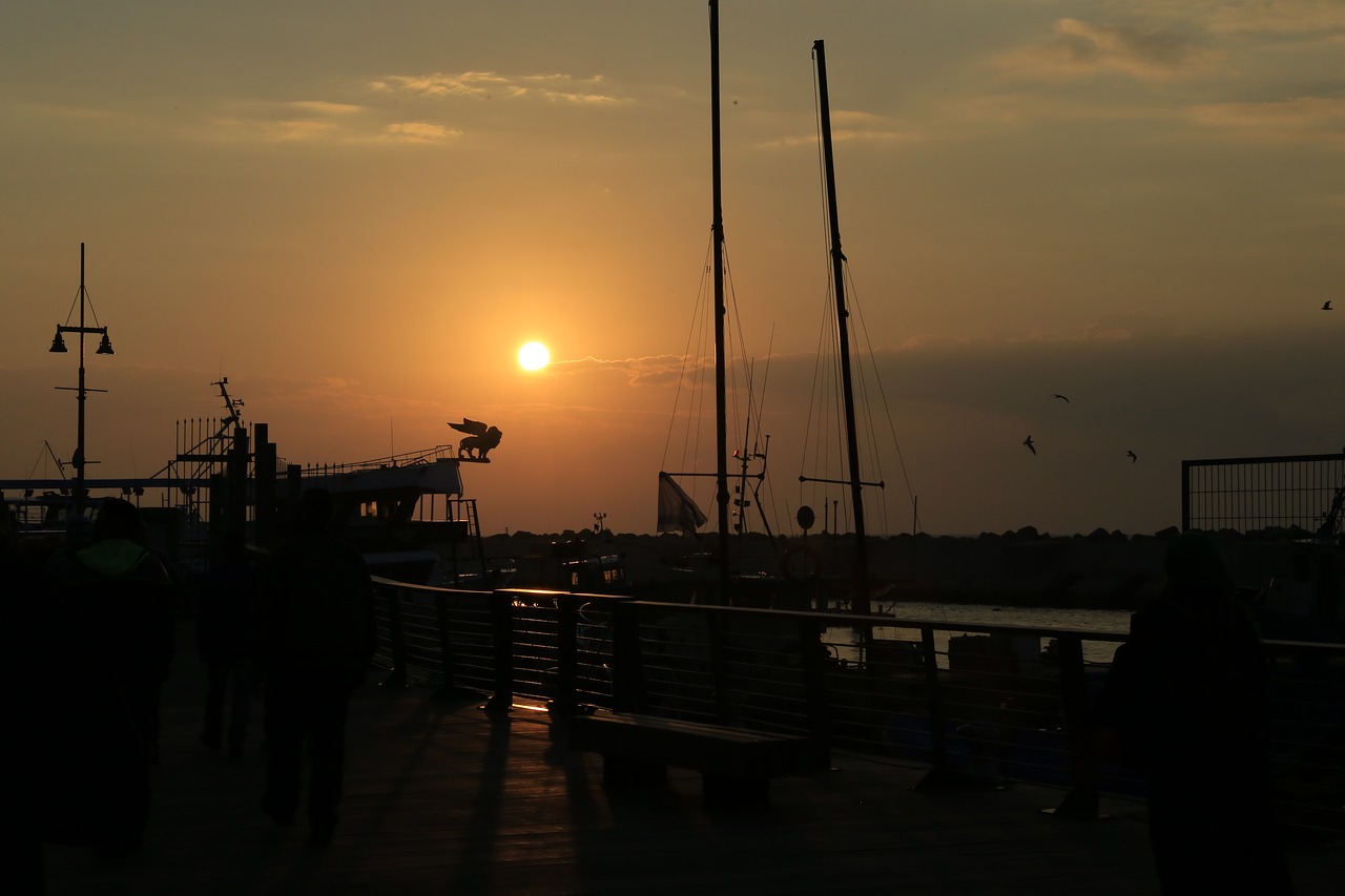 sunset sea port free photo