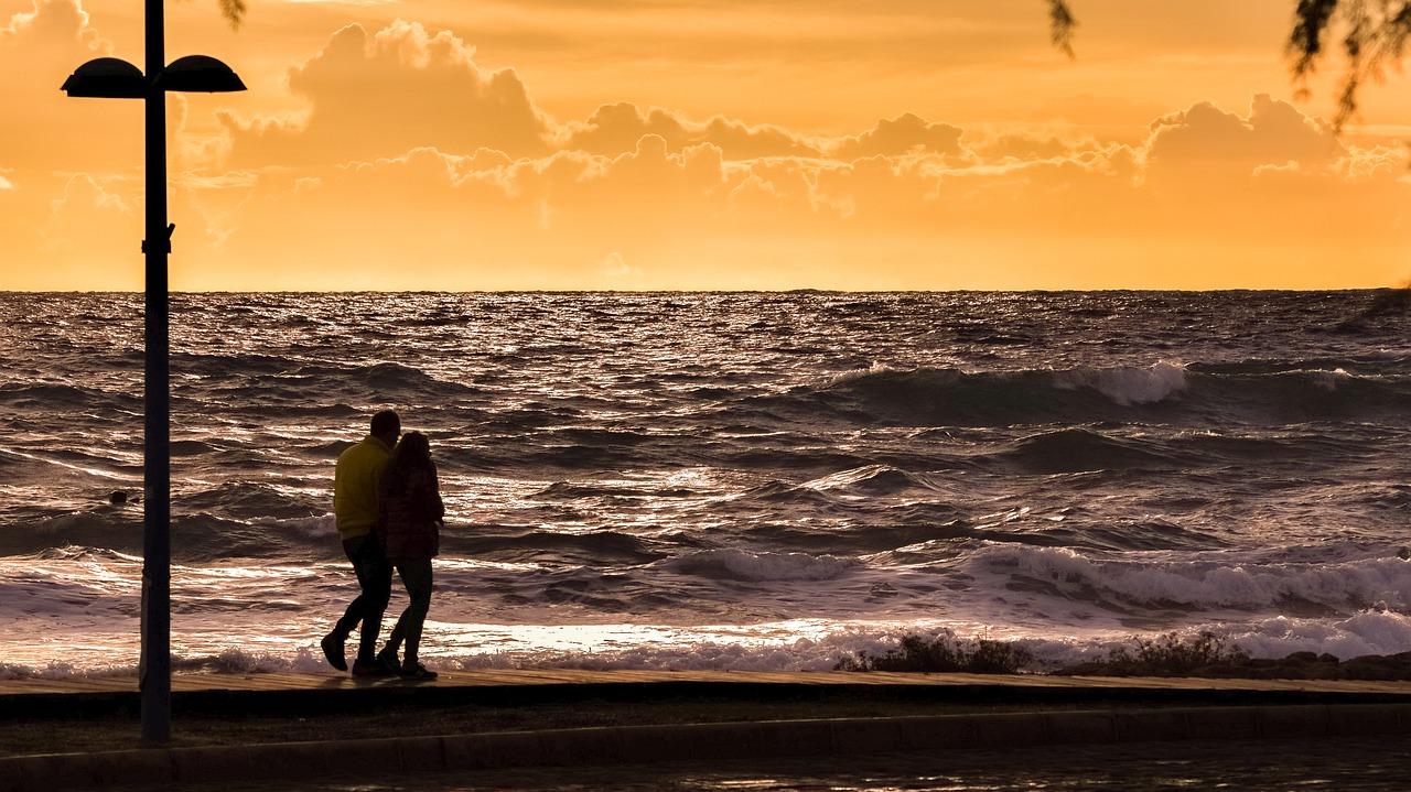 sunset sea promenade free photo