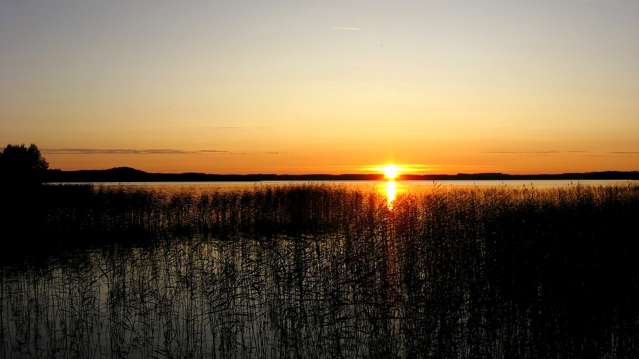 sunset finland lake free photo