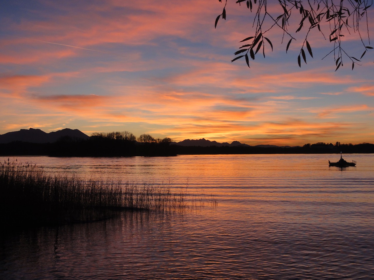 sunset waters lake free photo