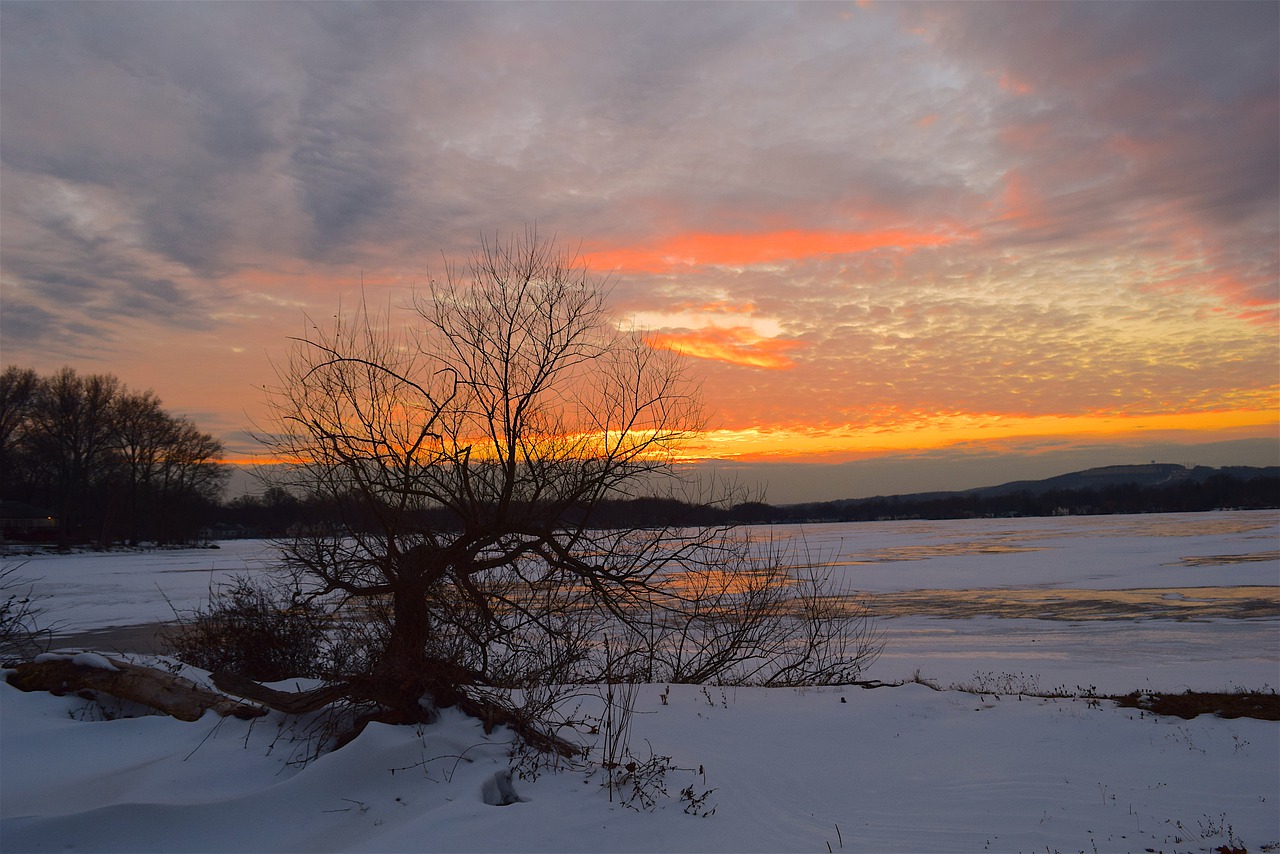 sunset landscape winter free photo