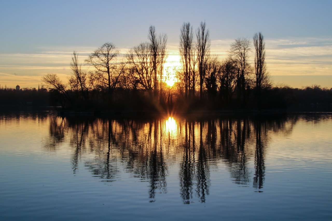 sunset lake landscape free photo