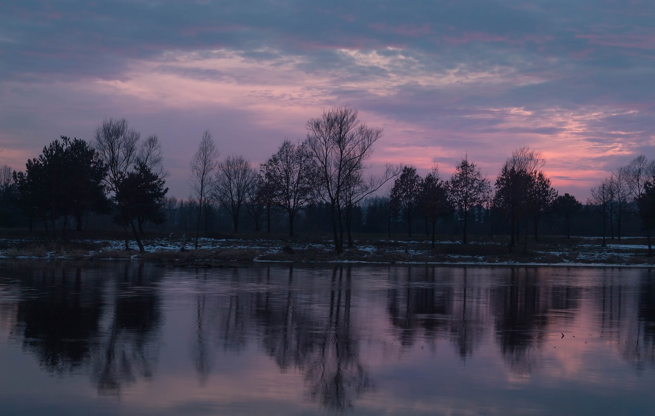 sunset lake evening free photo