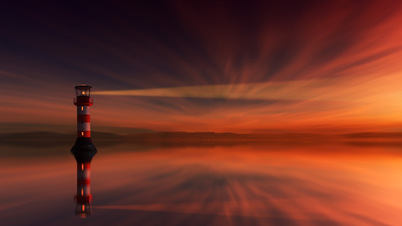 sunset lighthouse dawn free photo