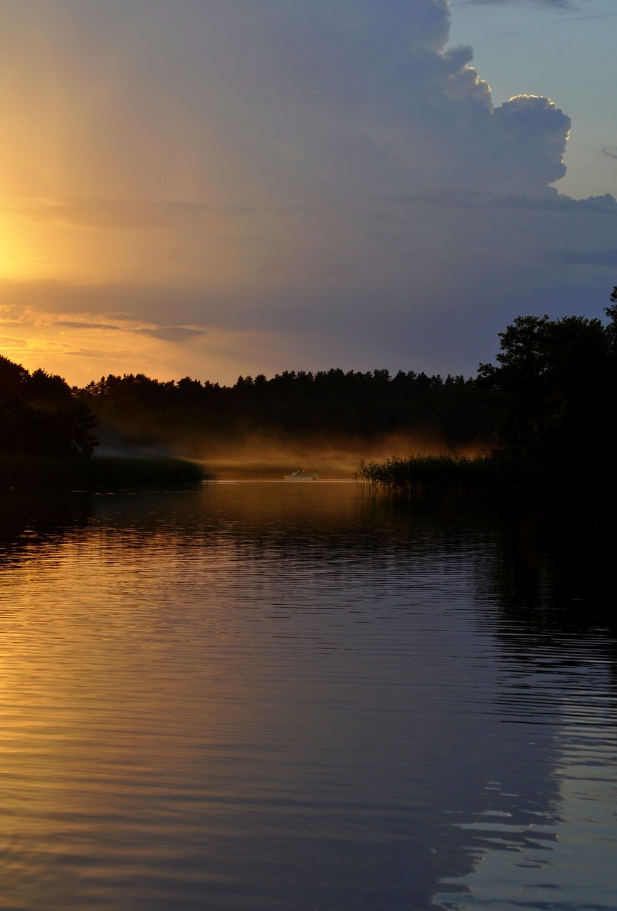 sunset lake evening free photo