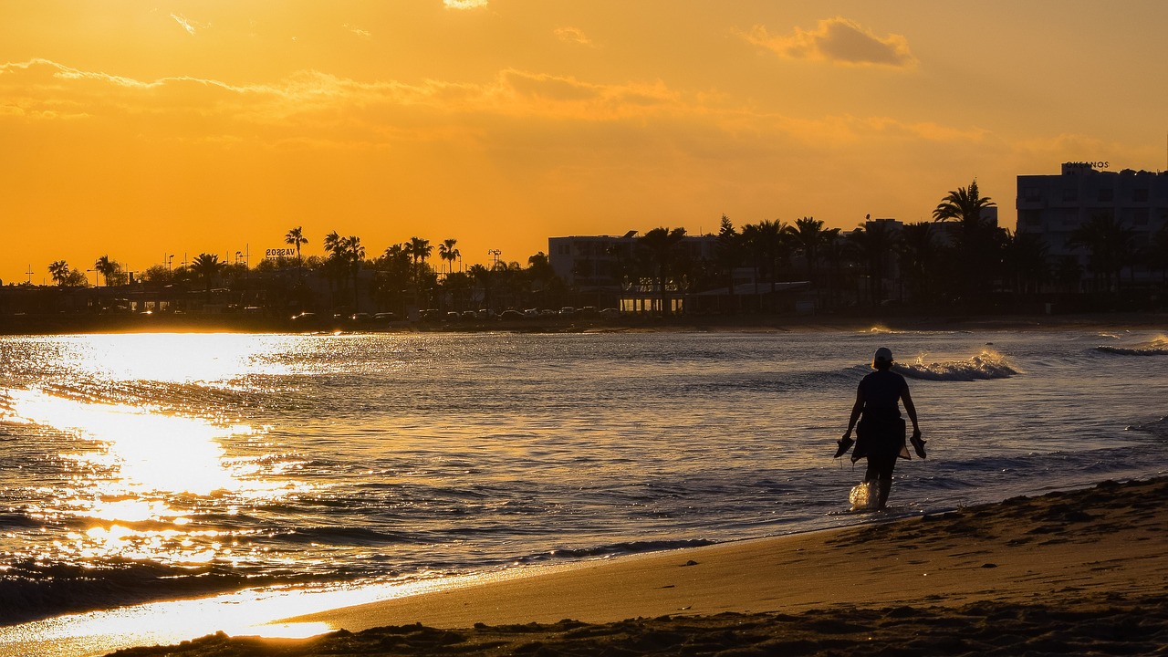 sunset dusk beach free photo