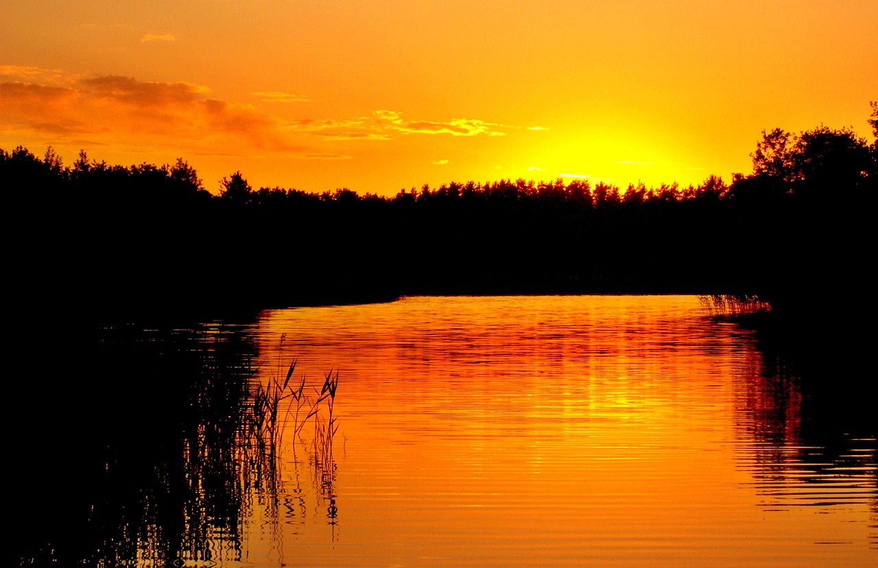 sunset nature lake free photo