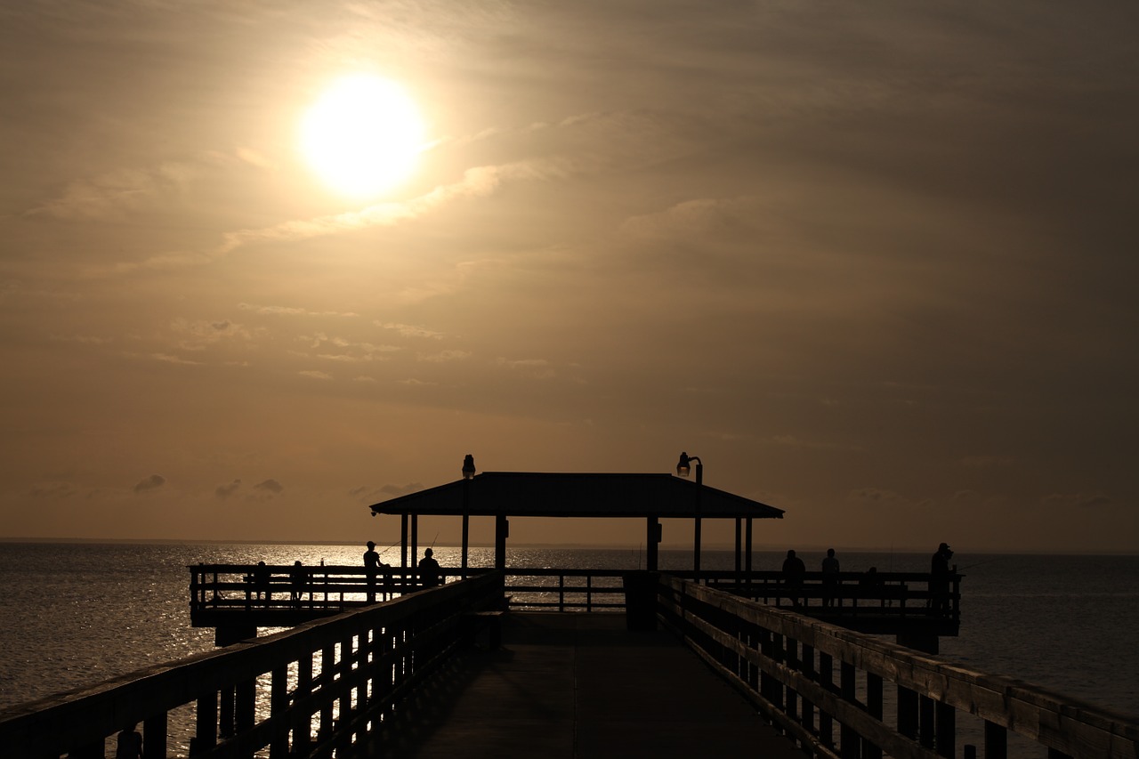 sunset ocean pier free photo