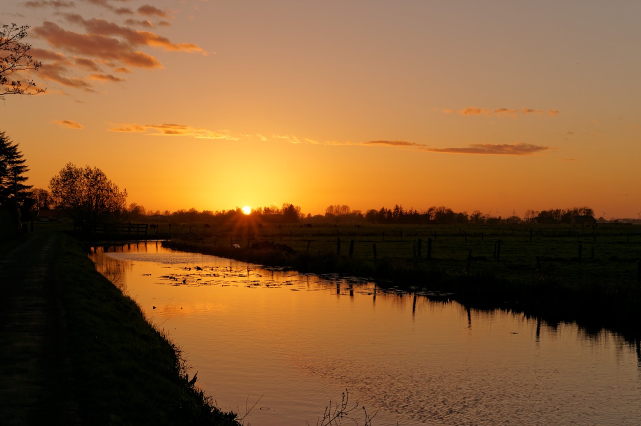 sunset river evening sky free photo