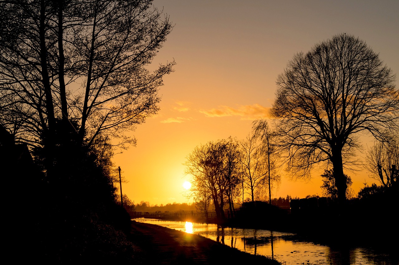 sunset river evening sky free photo