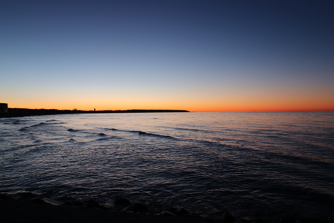 sunset sea waters free photo