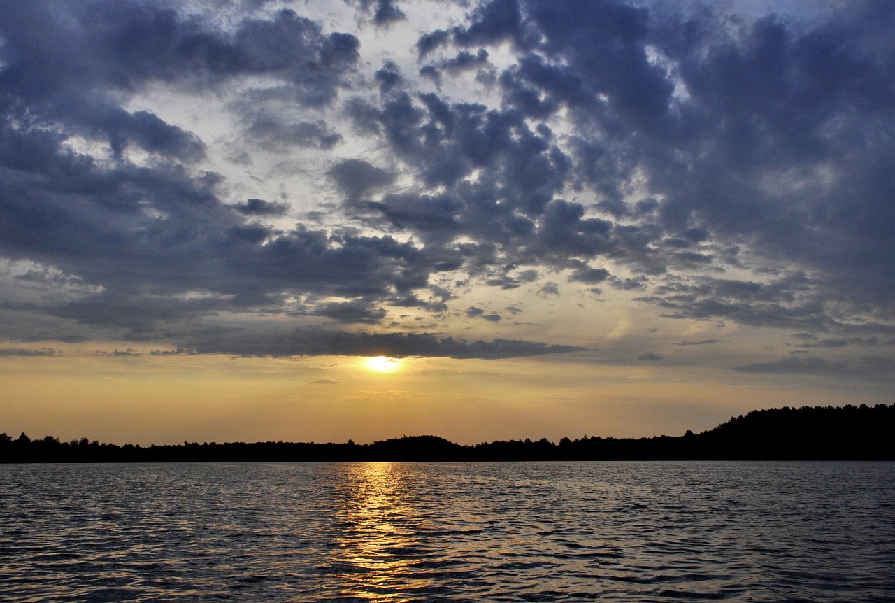 sunset  monolithic part of the waters  nature free photo