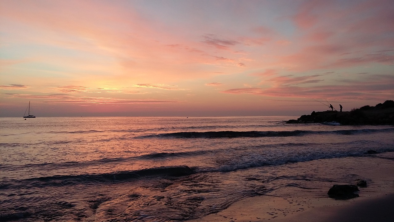 sunset  body of water  beach free photo