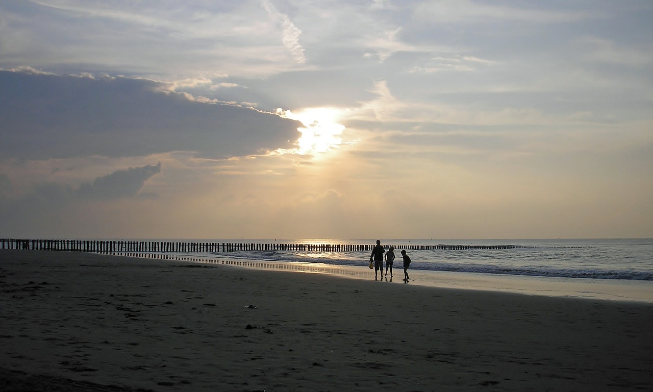 sunset  sea  walk on the beach free photo