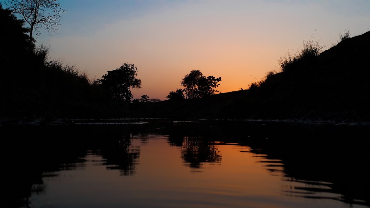 sunset  dawn  reflection free photo