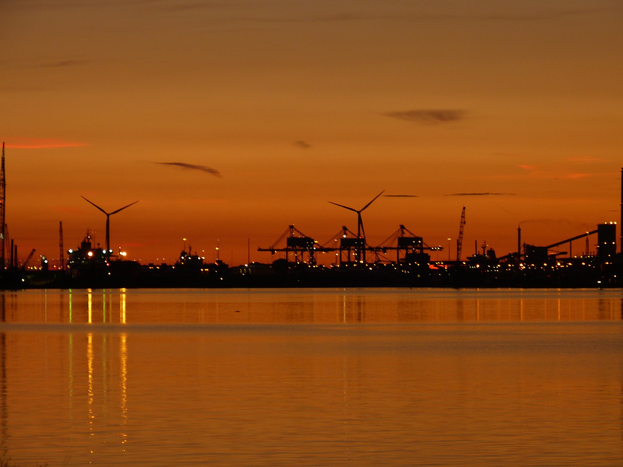 sunset  waters  industry free photo