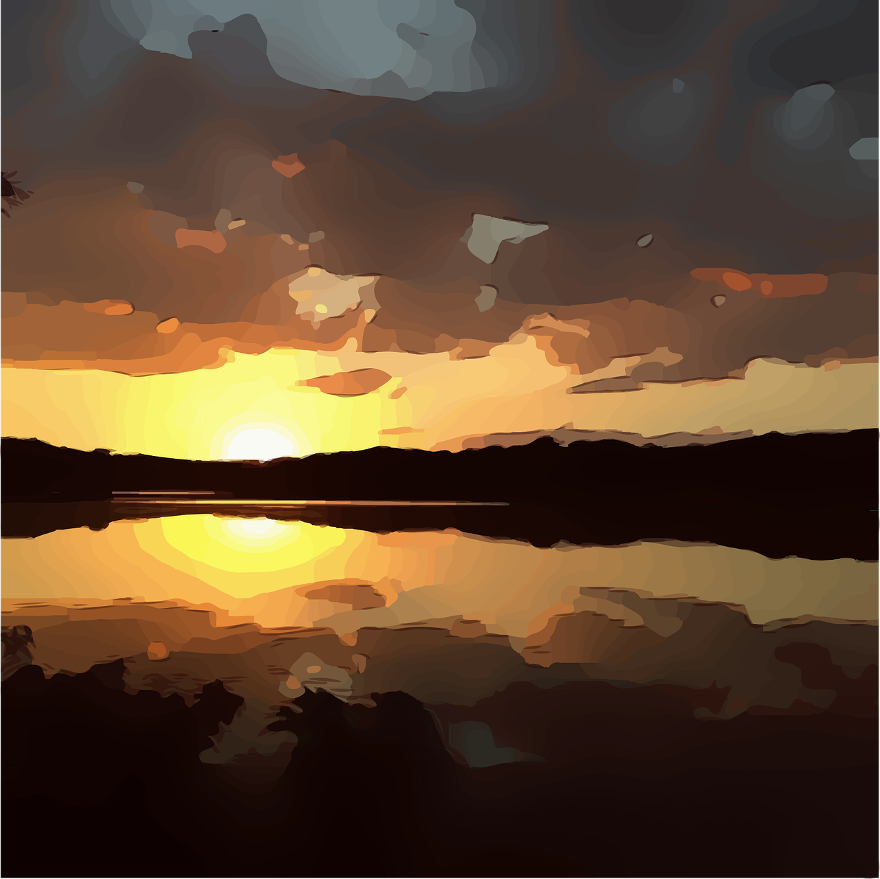 sunset  lake  reflection free photo