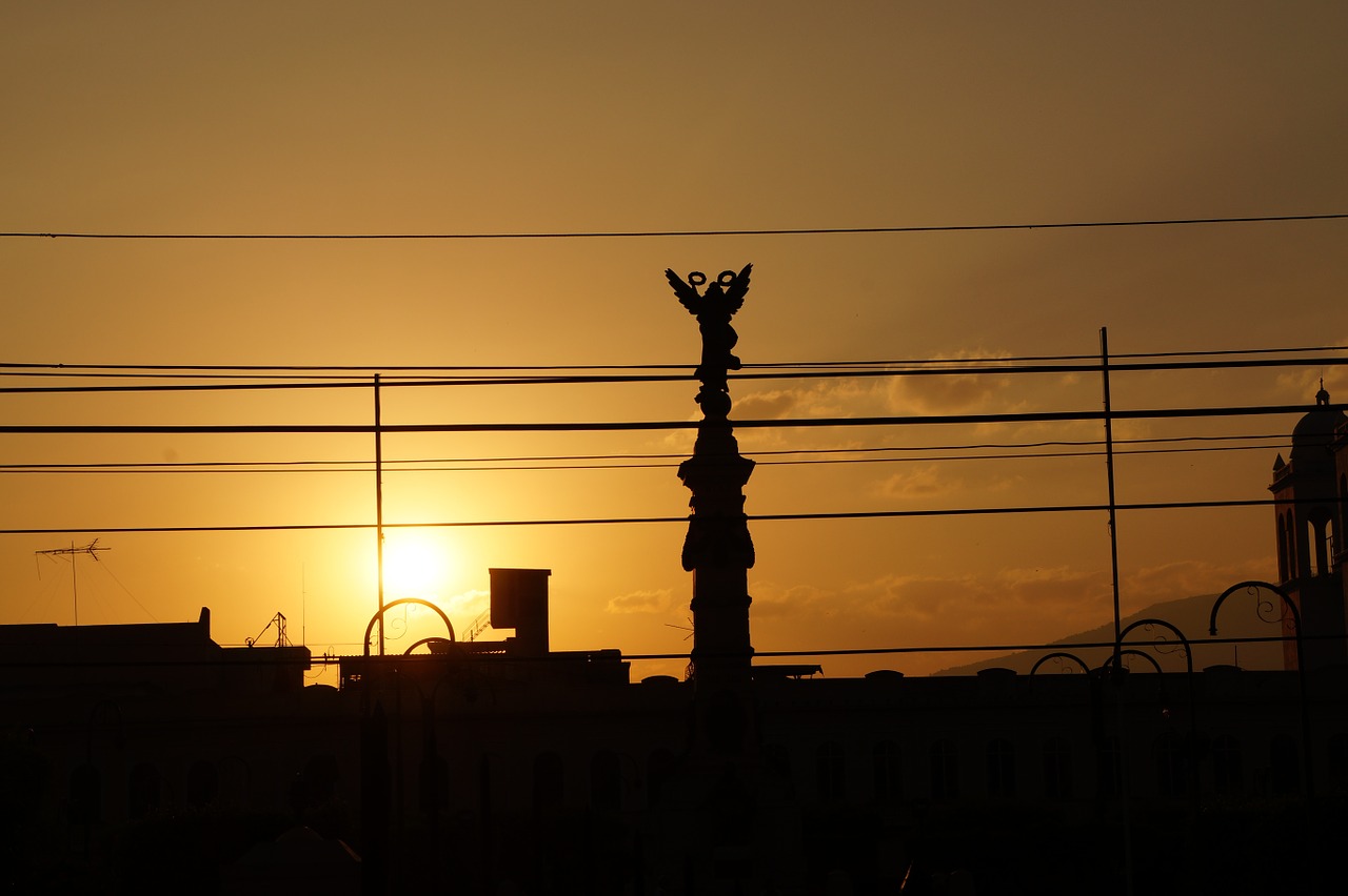 sunset statue religion free photo