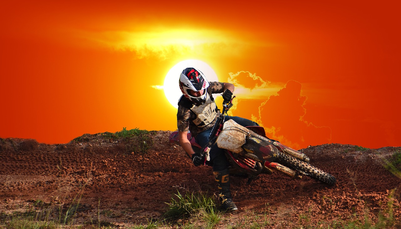 sunset  motocross  outdoors free photo