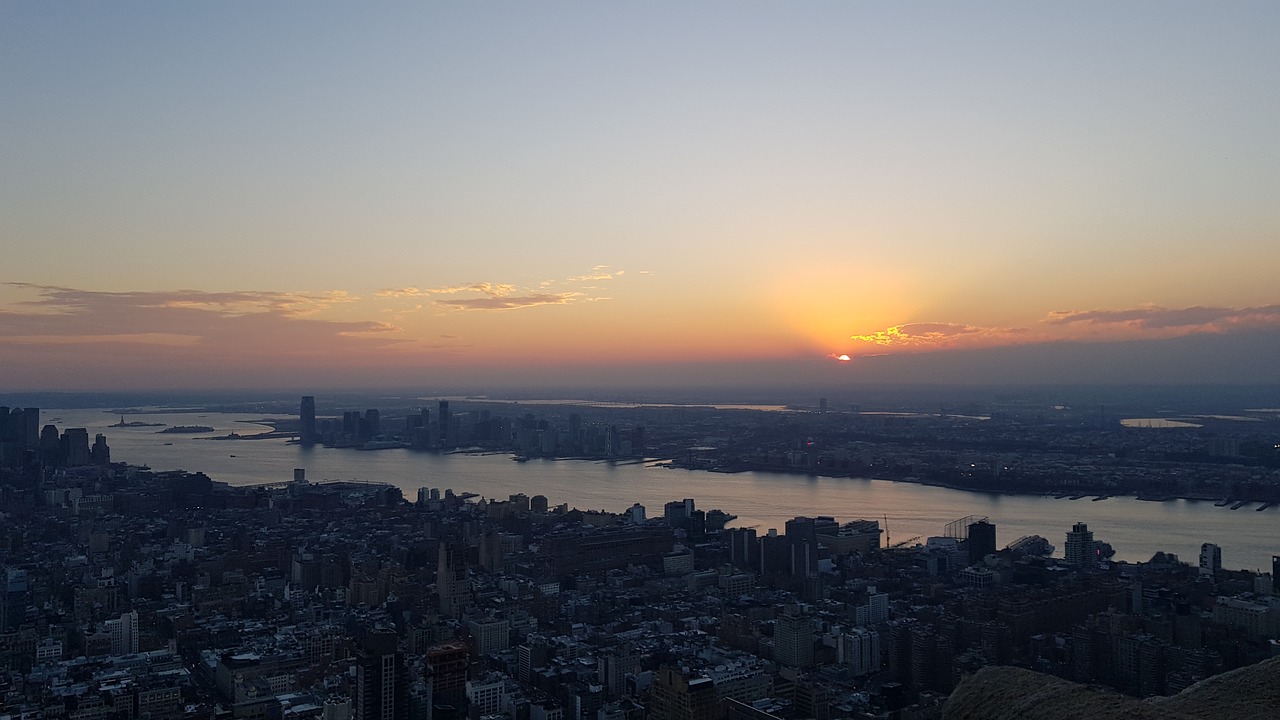 sunset  usa  new york free photo