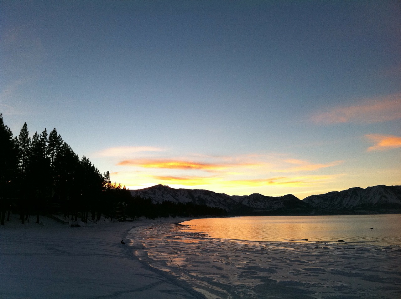 sunset lake tahoe evening free photo
