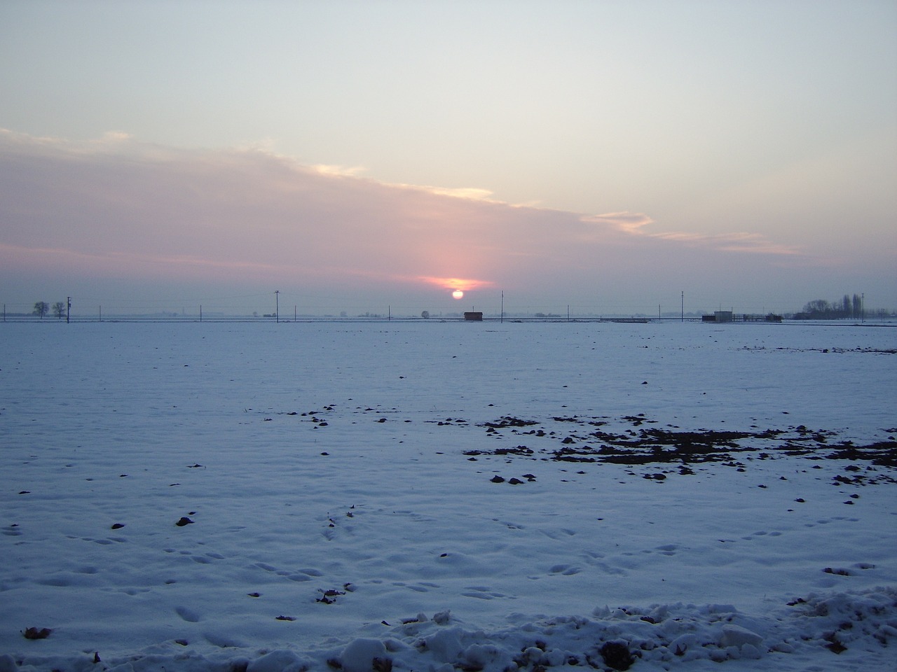 sunset snow skyline free photo