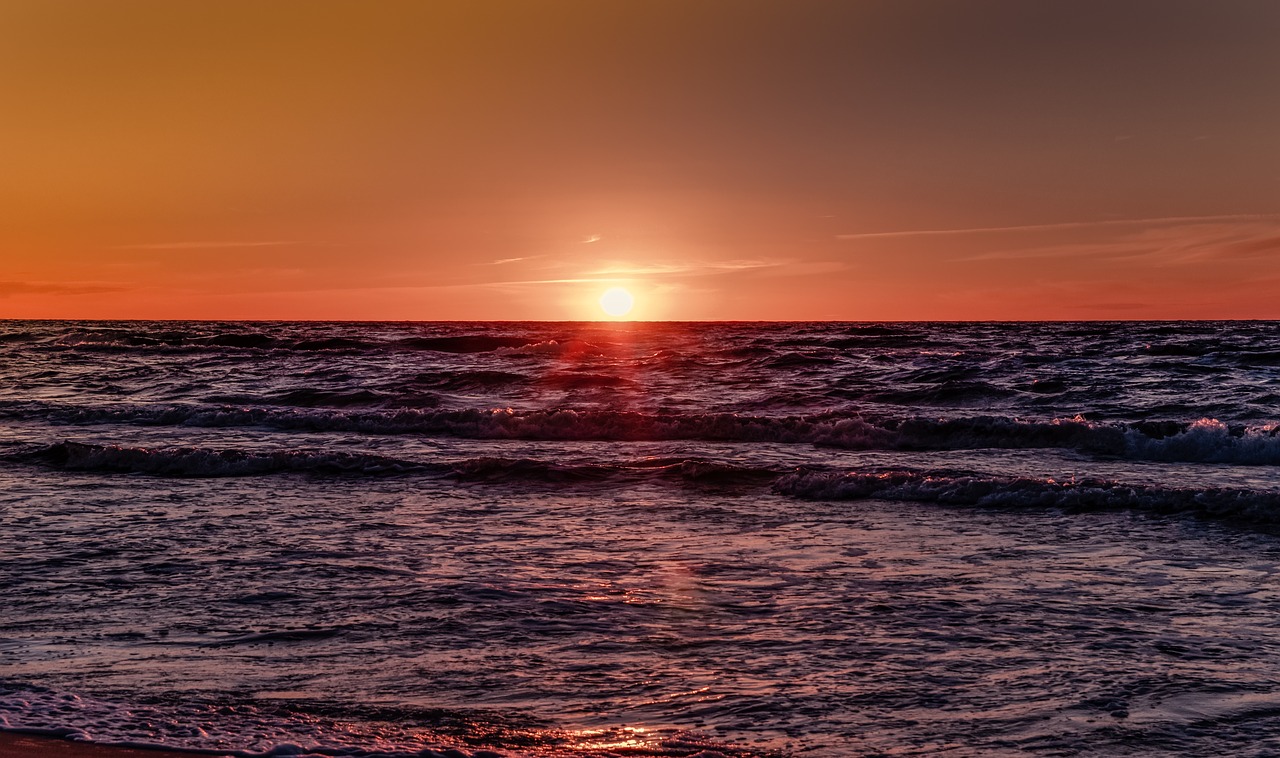 sunset  sea  red sky free photo