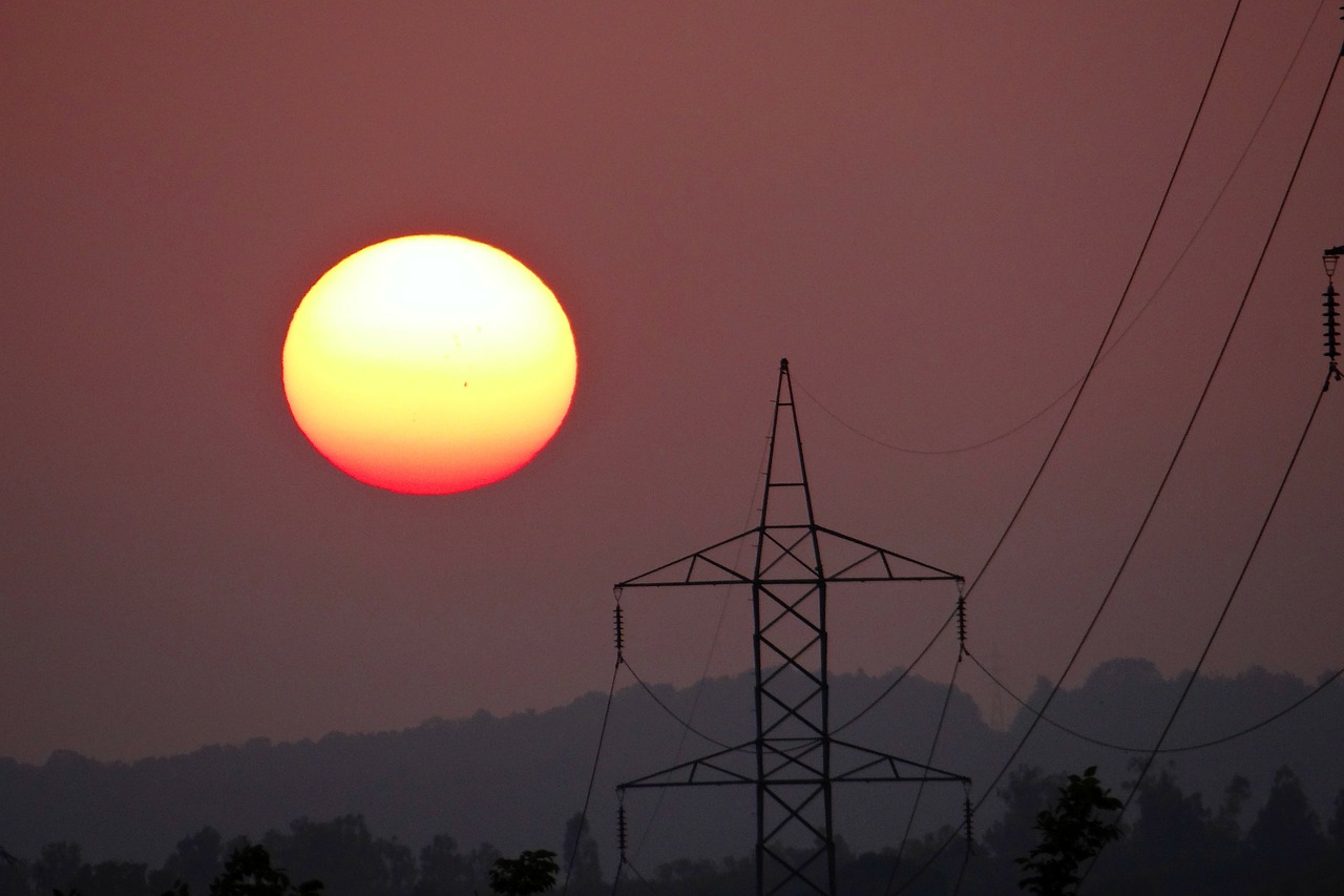 sunset electric pylon electric tower free photo
