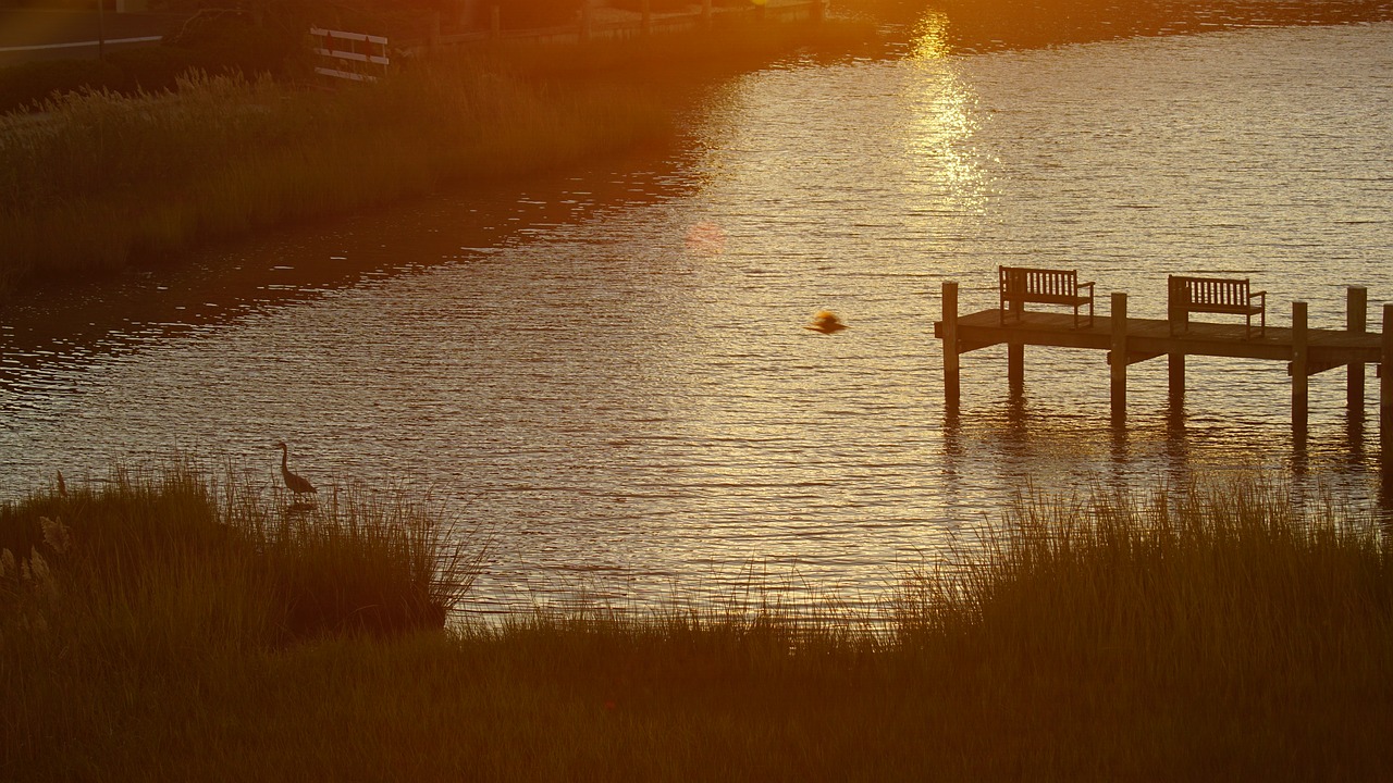 sunset  dock  ocean city free photo