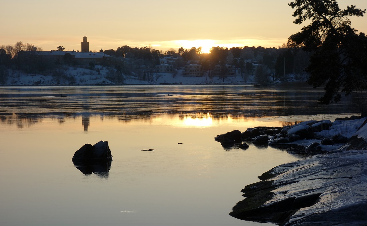 sunset  vaxholm  landscapes free photo
