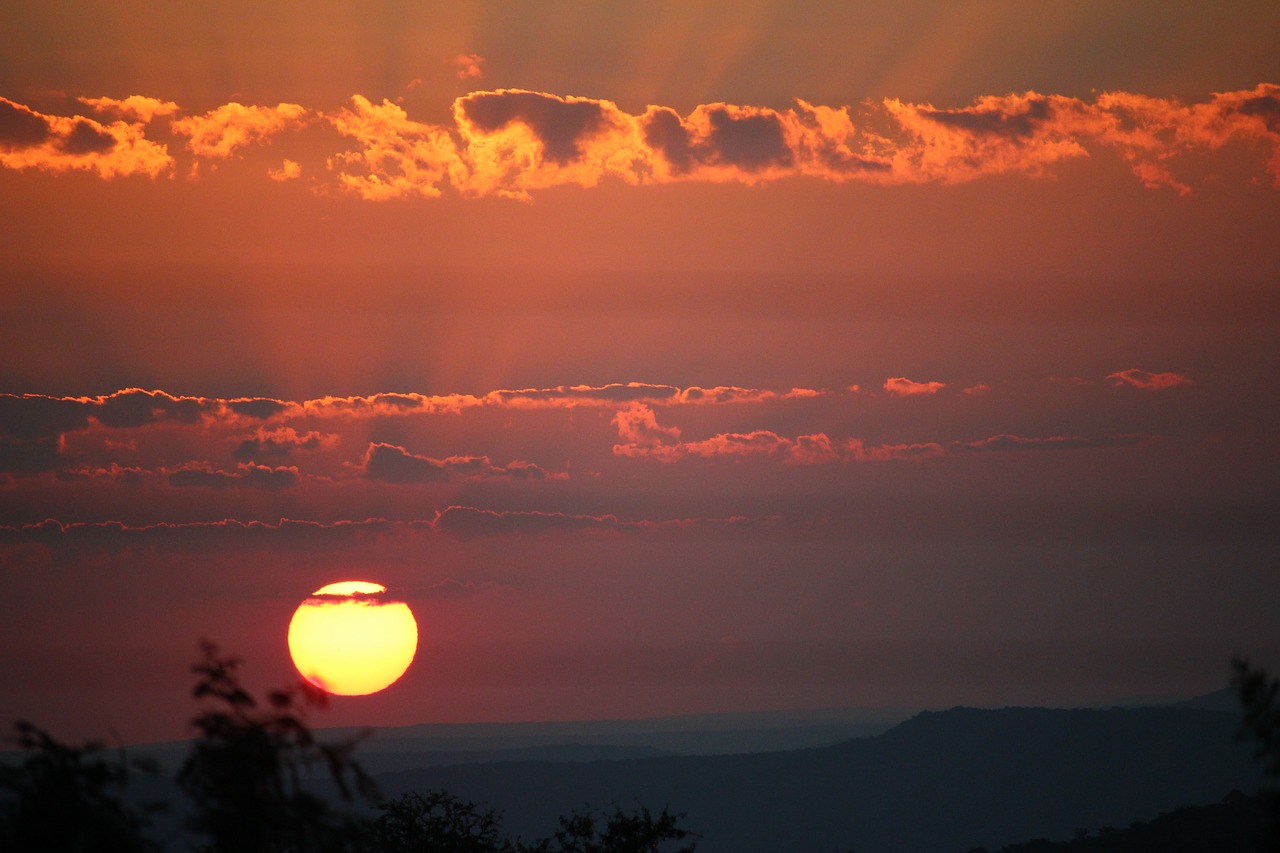 sunset  red sky  nature free photo