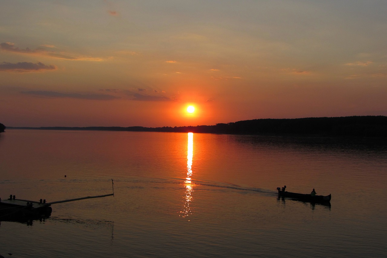 sunset  river  boat free photo