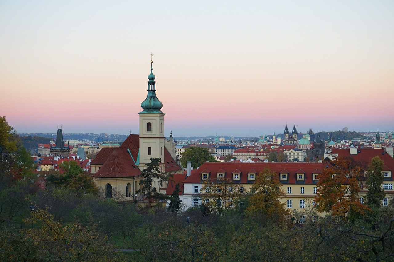 sunset  prague  czechia free photo