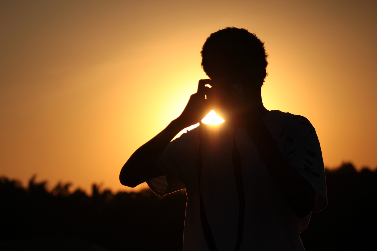 sunset  silhouette  person free photo