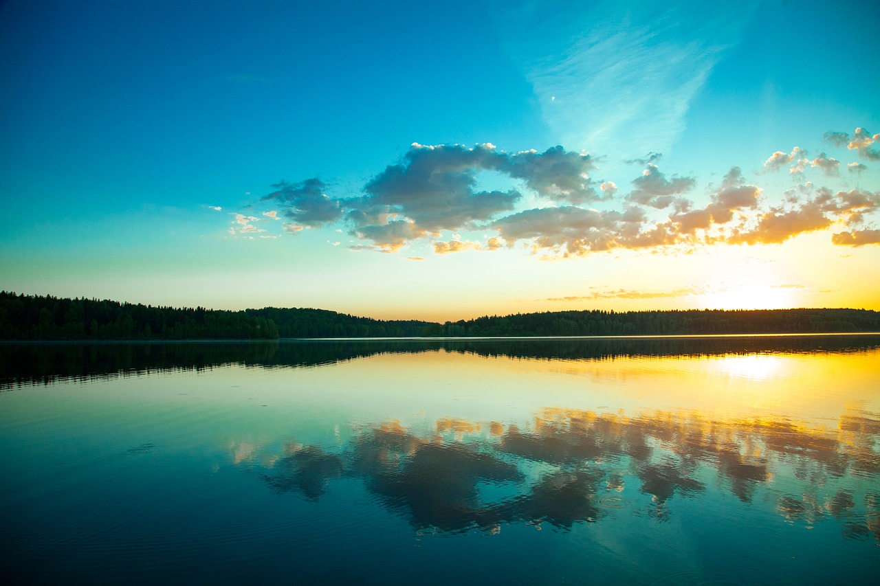 sunset  nature  lake free photo