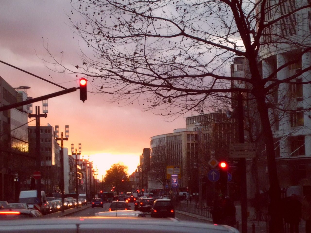 sunset street cars free photo