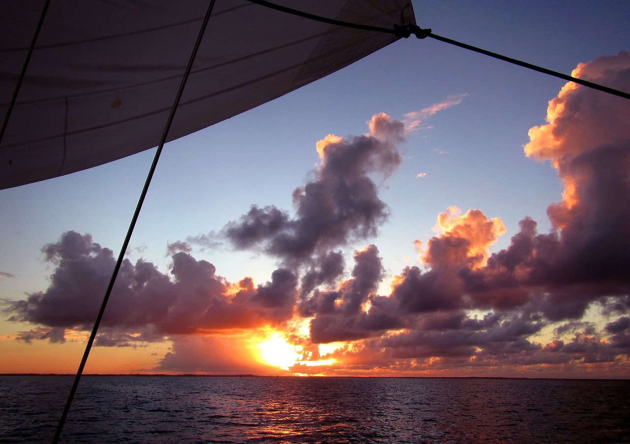 sunset  sailing  caribbean free photo