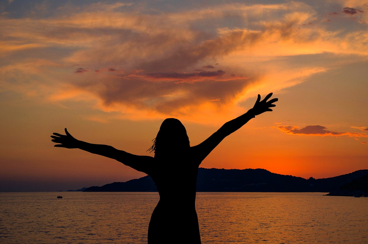 sunset  woman  silhouette free photo