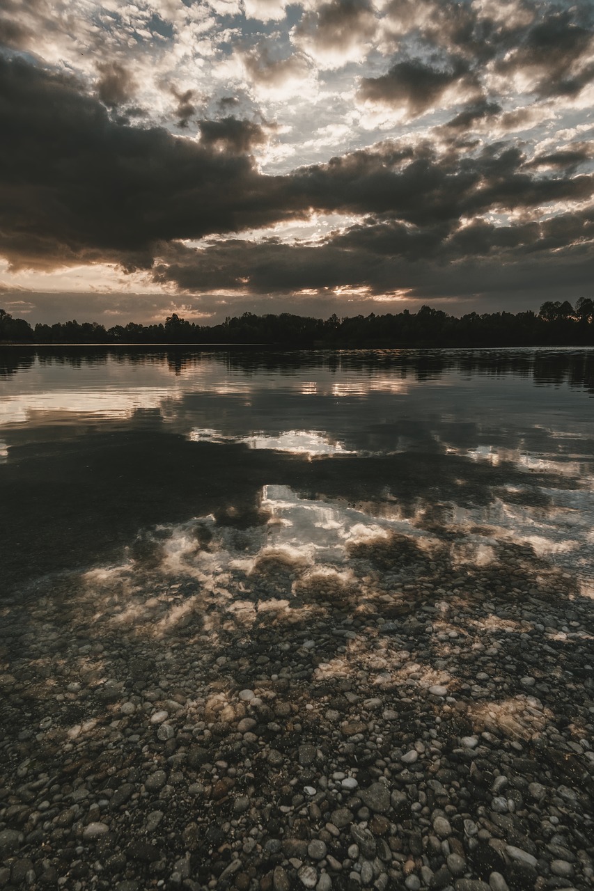 sunset  mirroring  lake free photo