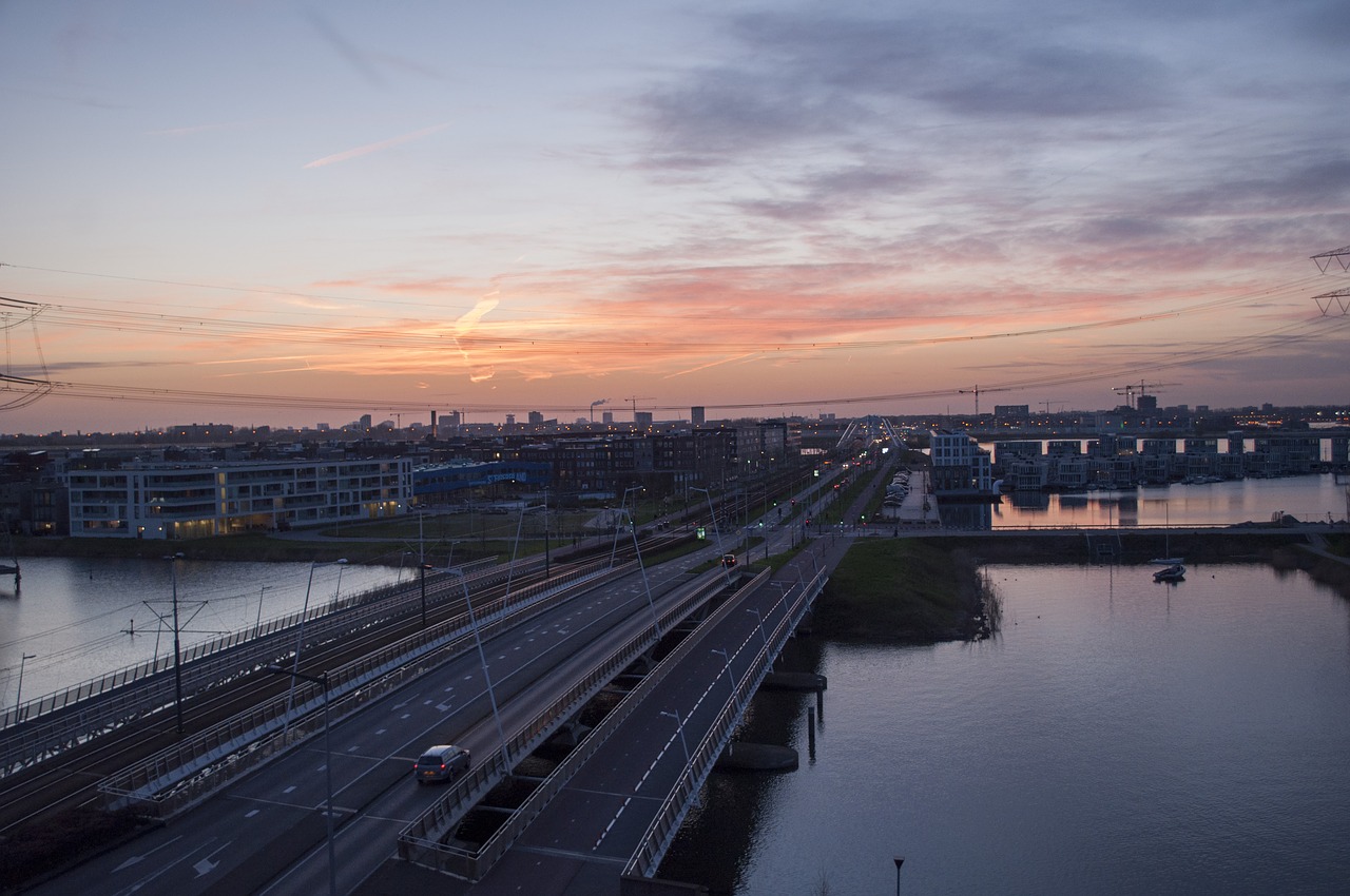 sunset  bridge  amsterdam free photo