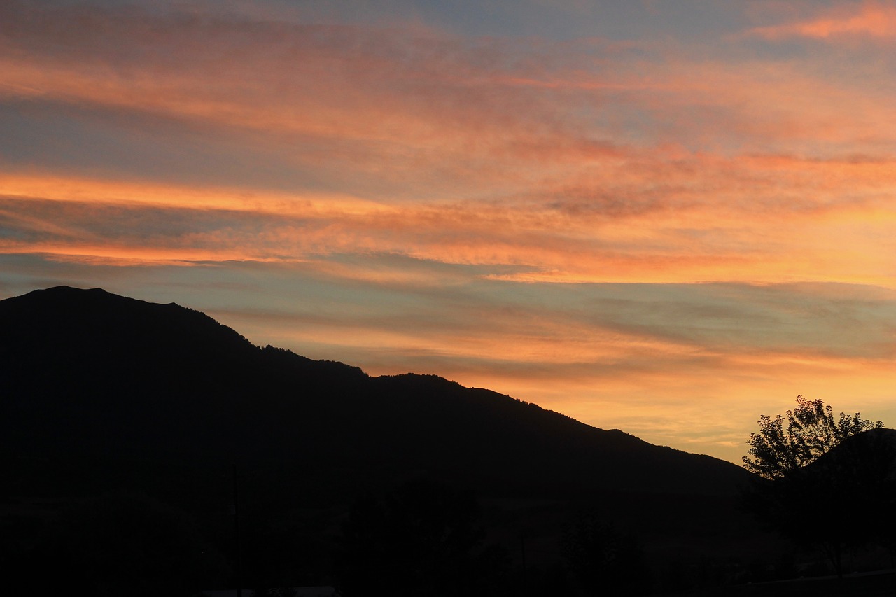 sunset  silhouette  mountains free photo