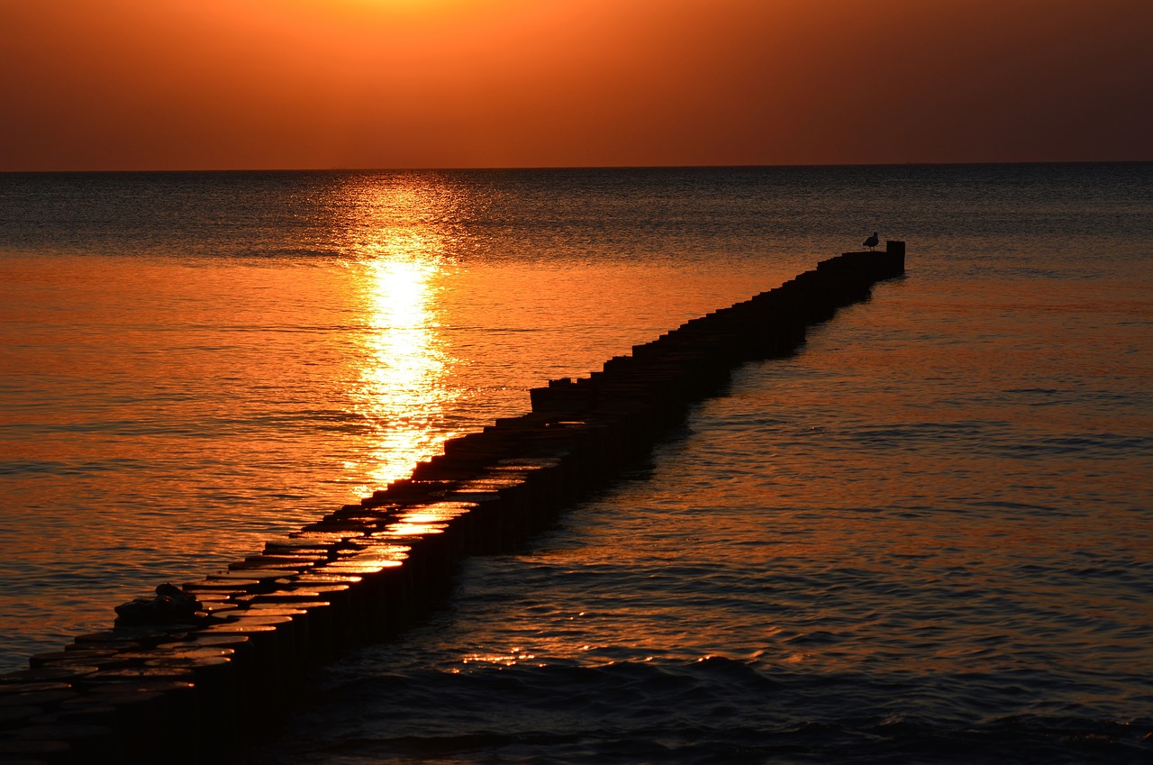 sunset  baltic sea  romantic free photo